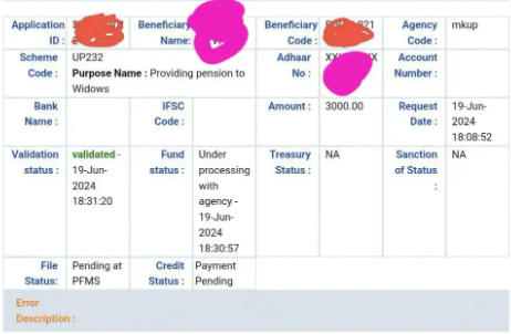 UP Pension Payment Check